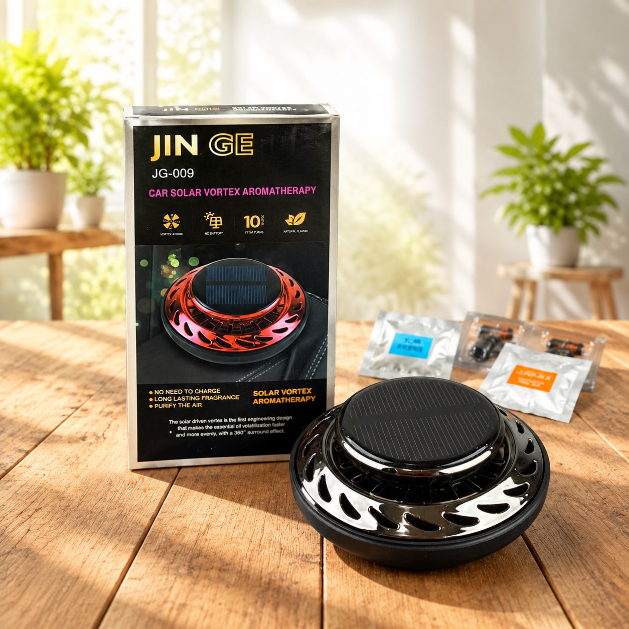 خوشبو کننده خورشیدی ماشین JIN GE مدل JG-009 اورجینال (پخش عطر چرخان)