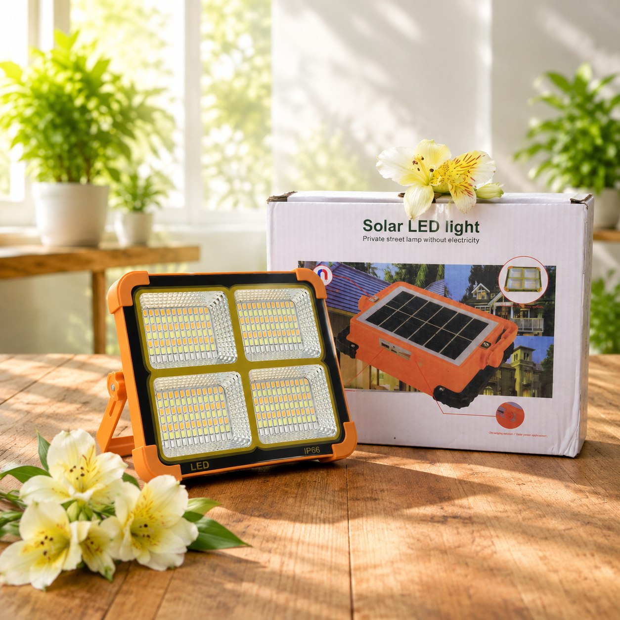 چراغ خورشیدی سولار Solar LED Light اورجینال | 4 باتری 288 لامپ ضدآب