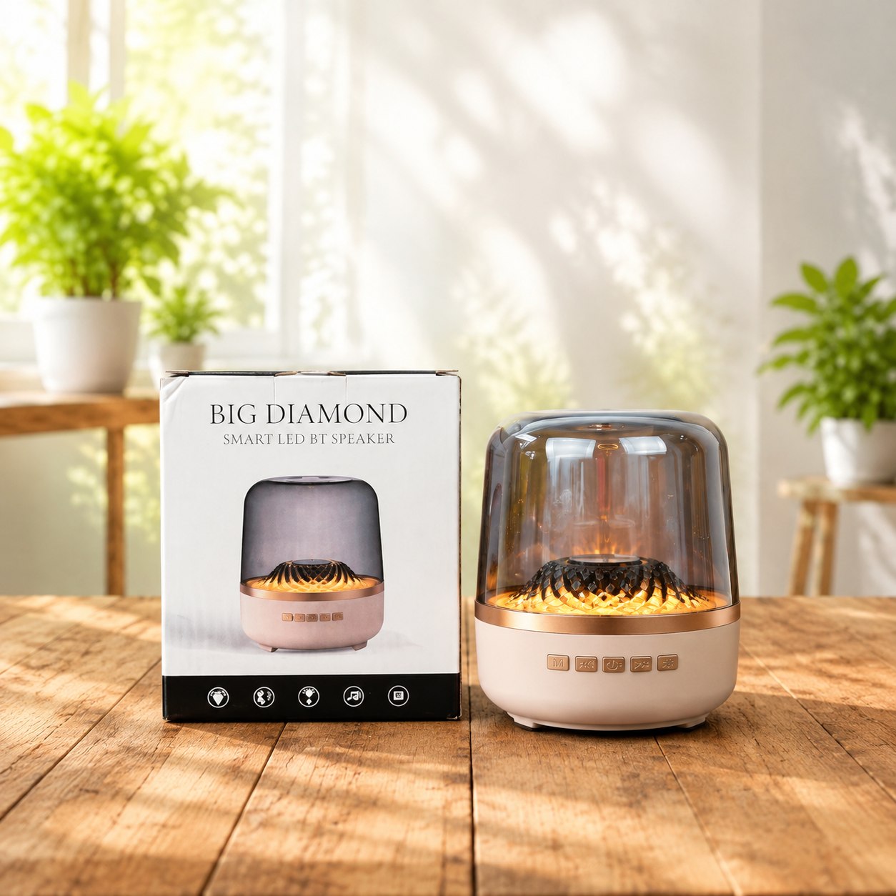 اسپیکر بلوتوثی چراغ دار مدل بیگ دایموند BIG DIAMOND با نور LED